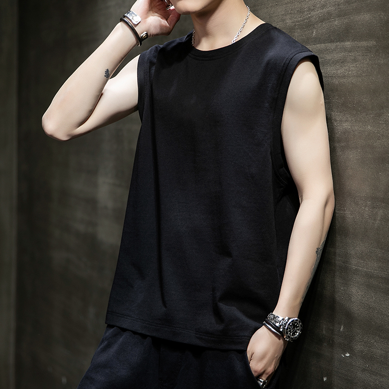 背心夏季男无袖t恤外穿潮流ins纯色气质简约健身跨栏篮球运动坎肩宽肩