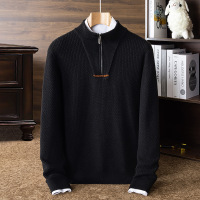 680g半高领拉链毛衣男冬季新款加厚保暖打底男士羊毛衫_55730 4XL 黑色