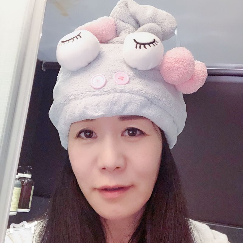 [安纽约]珊瑚绒干发帽卡通可爱少女速干透气干发巾