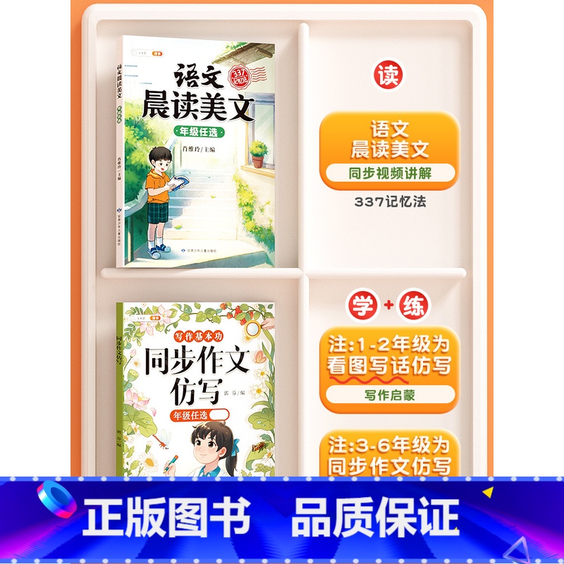 [同步作文仿写]+ [晨读美文] 三年级下 [正版]同步作文仿写三年级下册一年级二四五六看图写话上册人教版小学生作文书大高清大图