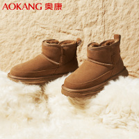 奥康(Aokang)雪地靴男款冬季加绒加厚保暖防滑棉鞋男高帮套筒户外休闲短靴