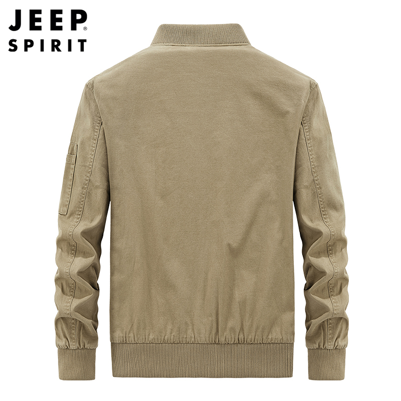 JEEP SPIRIT吉普外套男2021秋季复古休闲潮流男士夹克百搭夹克工装宽松纯色外套