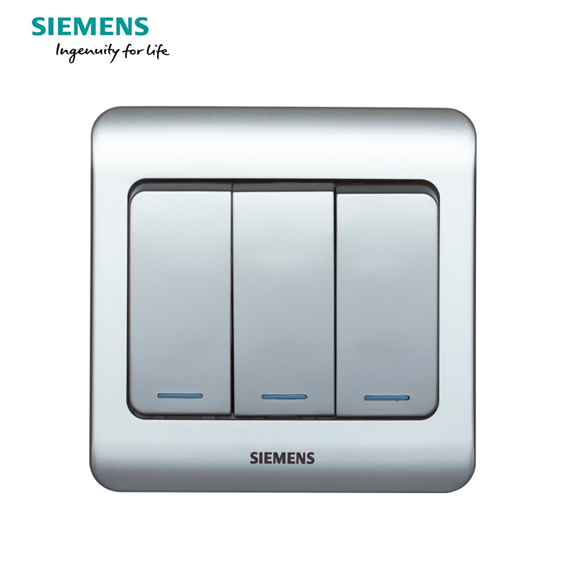 西门子(SIEMENS)开关插座 远景彩银系列三开双控带荧光5TA01191CC122