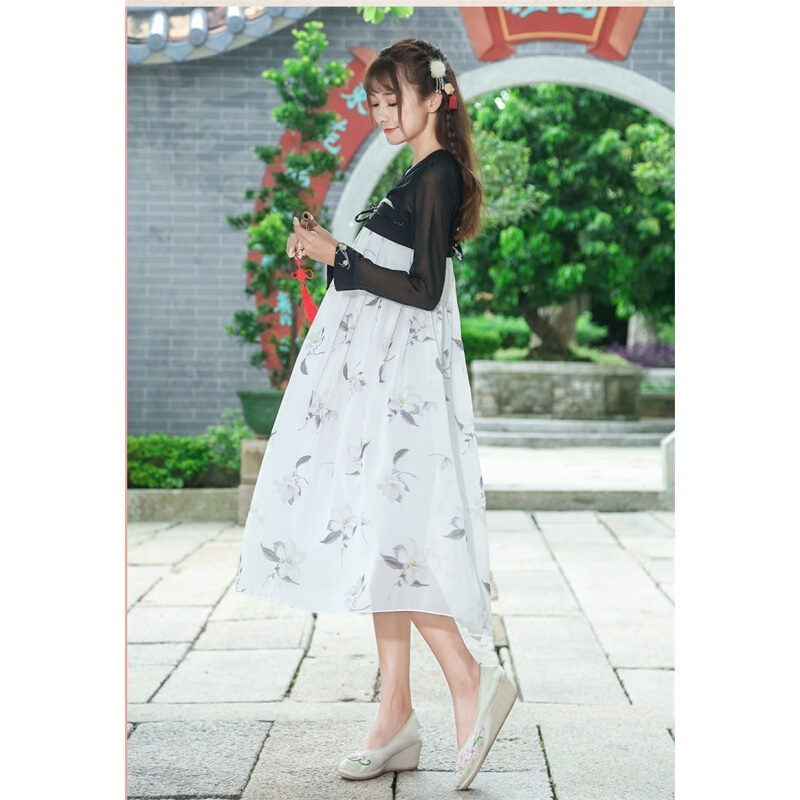 古装汉服民族风女装学生班服连衣裙毕业照改良齐胸襦裙元素套装lm