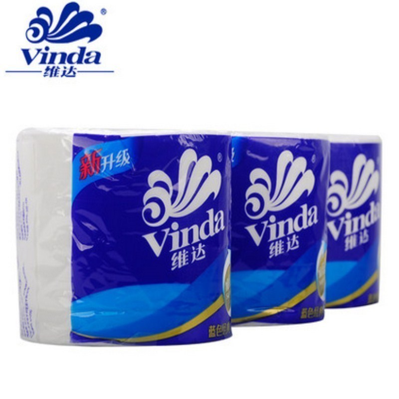 维达(Vinda) 蓝色经典柔韧有芯卫生纸 四层大卷纸 200g*10卷筒纸巾 10卷/提