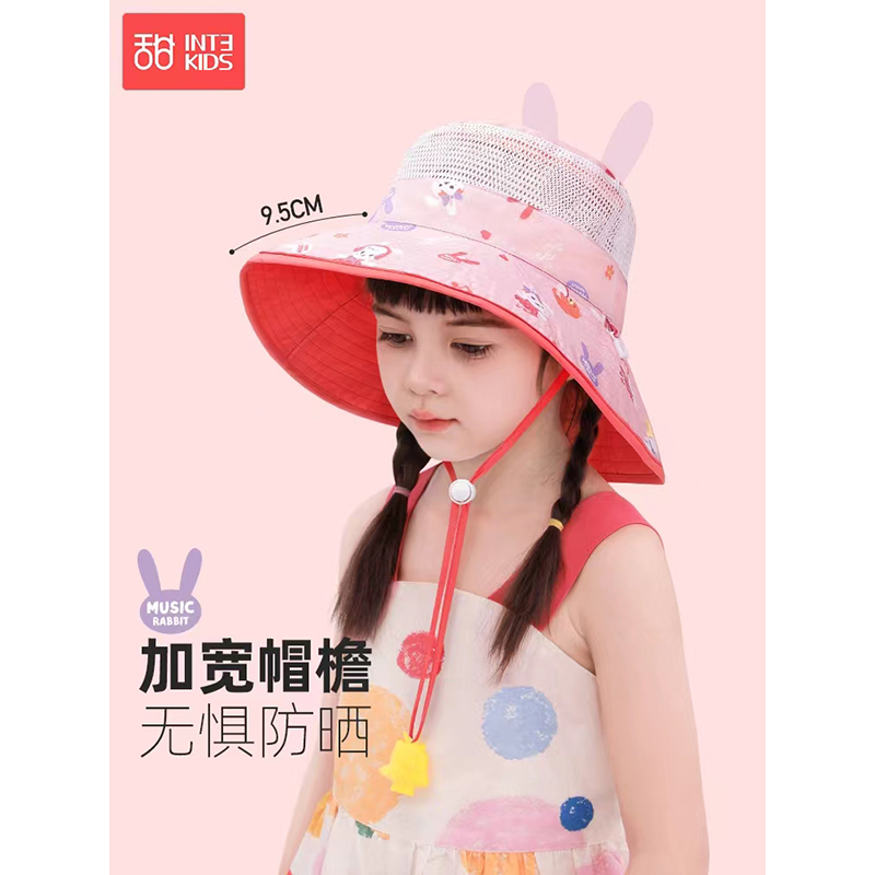 甜甜仔儿童双面戴遮阳帽防晒帽女童帽子遮阳帽男宝宝渔夫帽夏季太阳帽高清大图