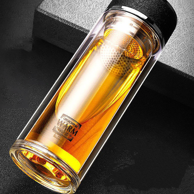 企采严选华象双层水晶玻璃杯耐热加厚水杯大容量男泡茶杯