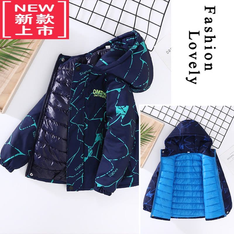 可莉允童装男童2022年冬装洋气中大童儿童加厚冲锋衣棉衣外套棉服时尚图片