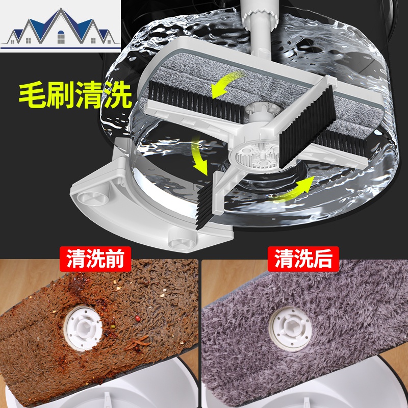 免手洗自动拖把桶旋转桶拖布桶家用拖地桶墩布桶拖把杆旋转式通用 三维工匠高清大图