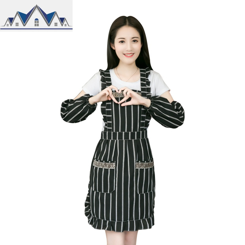 韩版时尚双层棉围裙定制logo餐厅厨房奶茶咖啡店画画男女工作服 三维工匠
