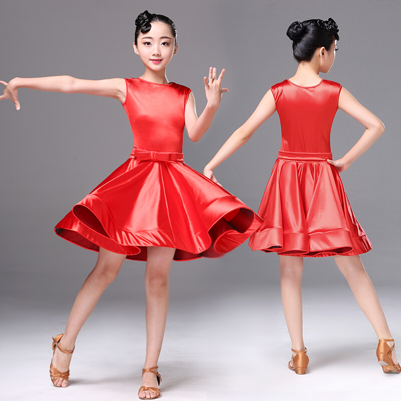 儿童拉丁舞裙子夏季女孩规定比赛服装新款女童短袖演出服