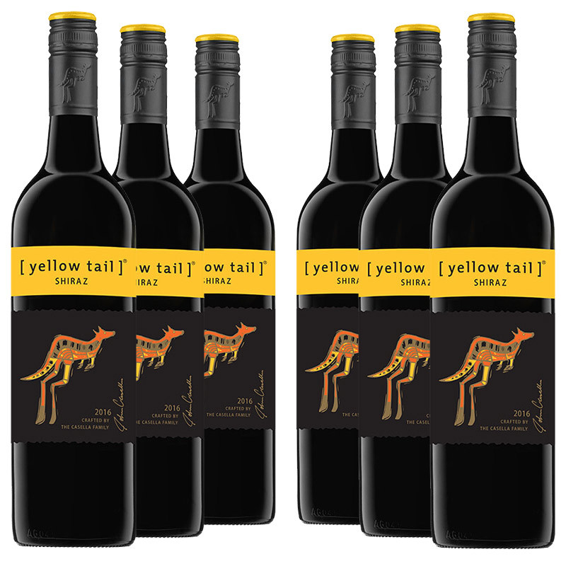 澳洲澳大利亚进口红酒 黄尾袋鼠yellowtail 葡萄酒 西拉整箱 750ml*6