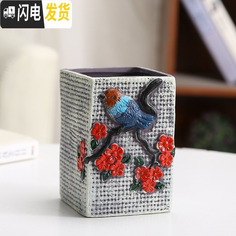 三维工匠多肉绿植陶瓷花盆欧式简约个性盆栽花器小老桩陶瓷花盆高款老桩盆 印彩花盆款E 中等花盆容器
