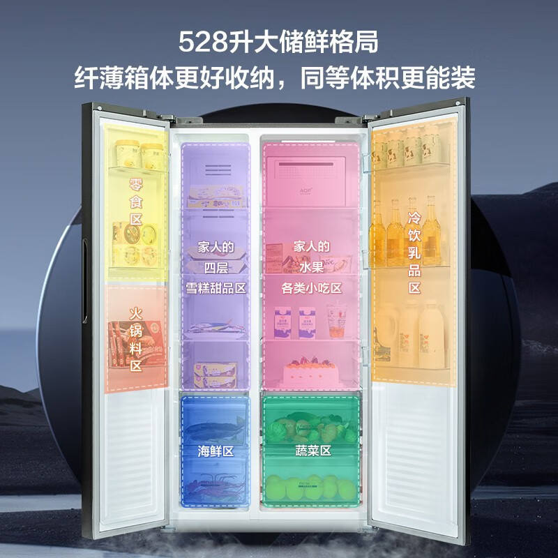 美菱冰箱 BCD-531WPCX天际灰 531升 对开门双开门冰箱 双变频风冷无霜大容量家用电冰箱高清大图