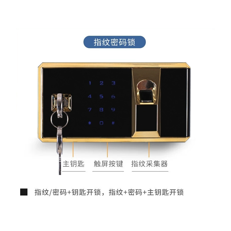帅畅指纹电子保密柜钢制密码文件柜档案柜矮柜资料柜办公柜通门咖白色:钥匙指纹锁高清大图