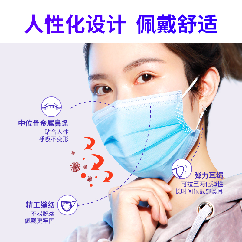 爱国者一次性口罩20只装防护口罩防尘防晒透气成人口罩分开包装三层防护