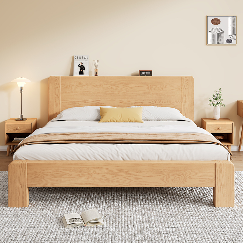 床双人床实木床北欧橡胶木实木床白色现代简约18米主卧双人床15