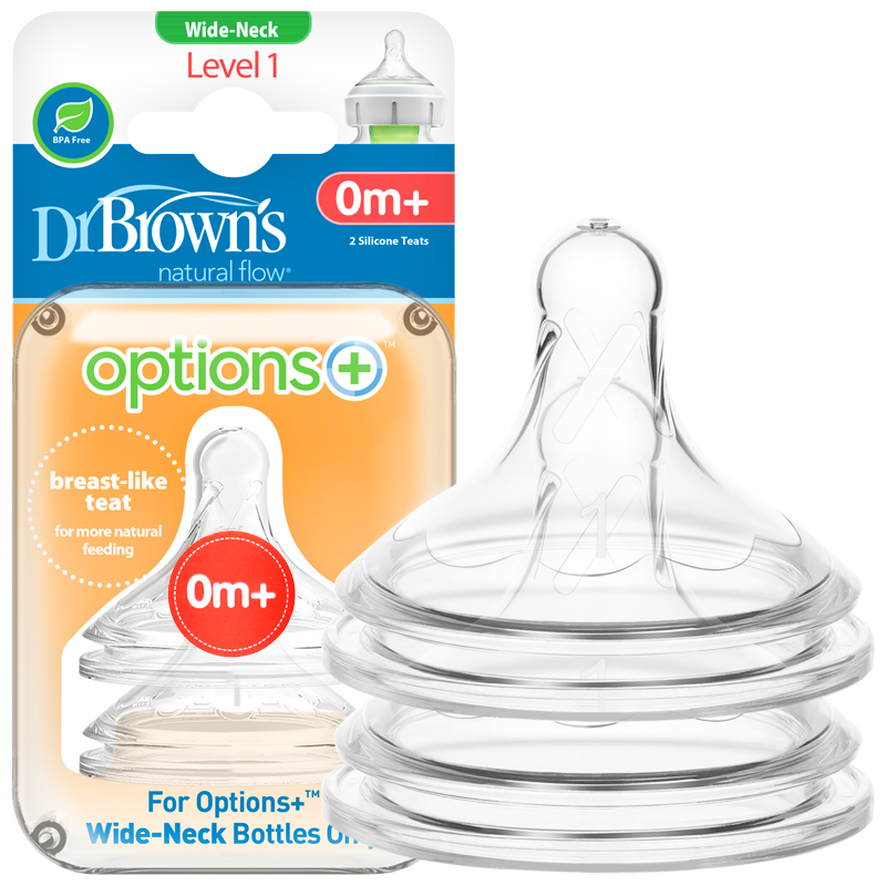 布朗博士(DrBrown’s)爱宝选PLUS流量1宽口硅胶奶嘴(2个装)高清大图