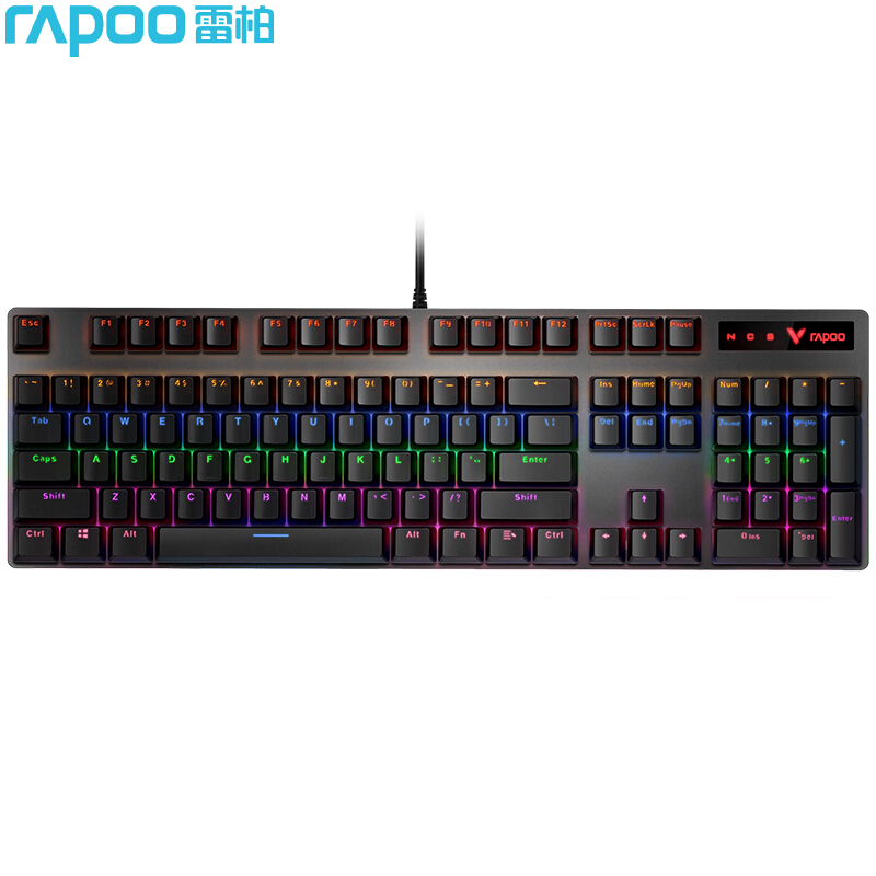 雷柏(Rapoo) V500PRO 黑色茶轴 有线机械键盘 104键混光键盘高清大图