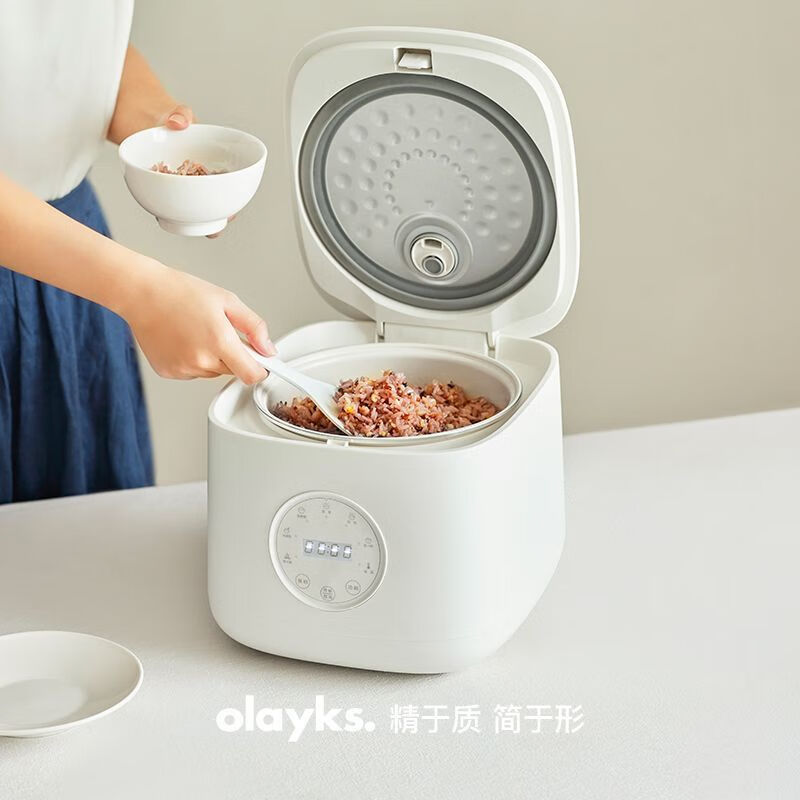 OLAYKS日韩定制电饭煲家用宿舍大容量预约多功能智能电饭锅 陶白色-电饭煲杂粮饭版 3L ZNFB00101