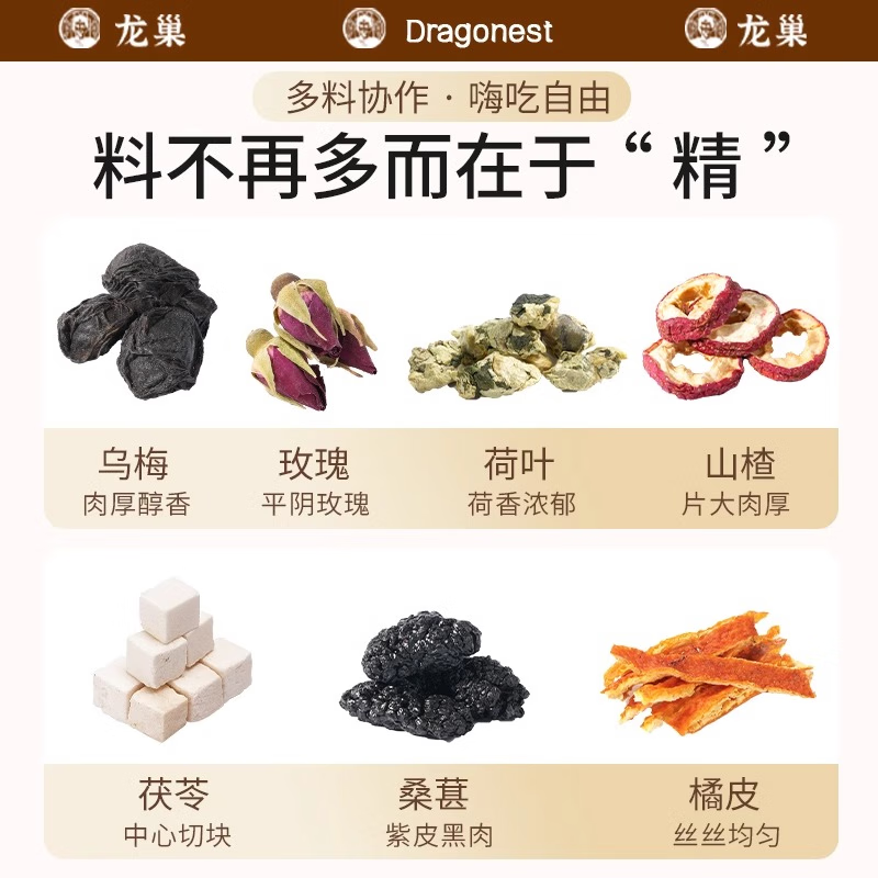 龙巢山楂乌梅2.0版桑葚茶陈皮中药酸梅汤胖人喝S腰荷叶饮去油大肚茶高清大图