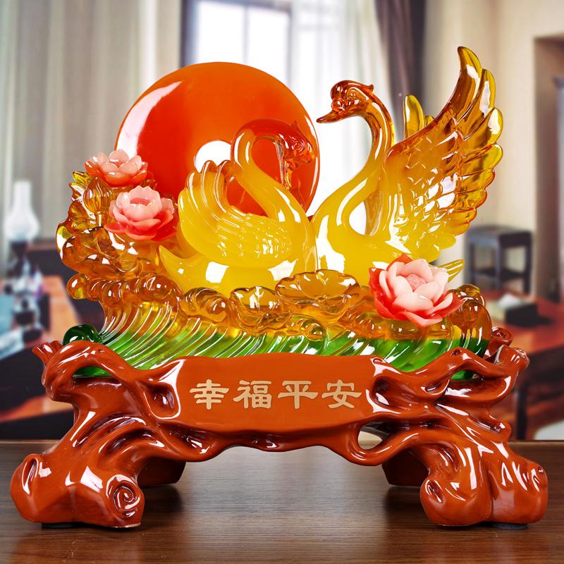 美帮汇天鹅摆件一对客厅创意装饰品婚房卧室新婚结婚纪念礼品酒柜工艺品高清大图