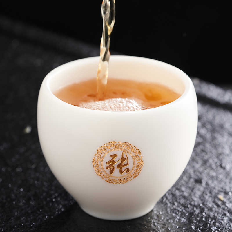 羊脂玉白瓷主人杯品茗杯百家姓私人订制刻字单个家用陶瓷功夫茶杯 三维工匠 款式七直桶杯70(备注姓氏)高清大图