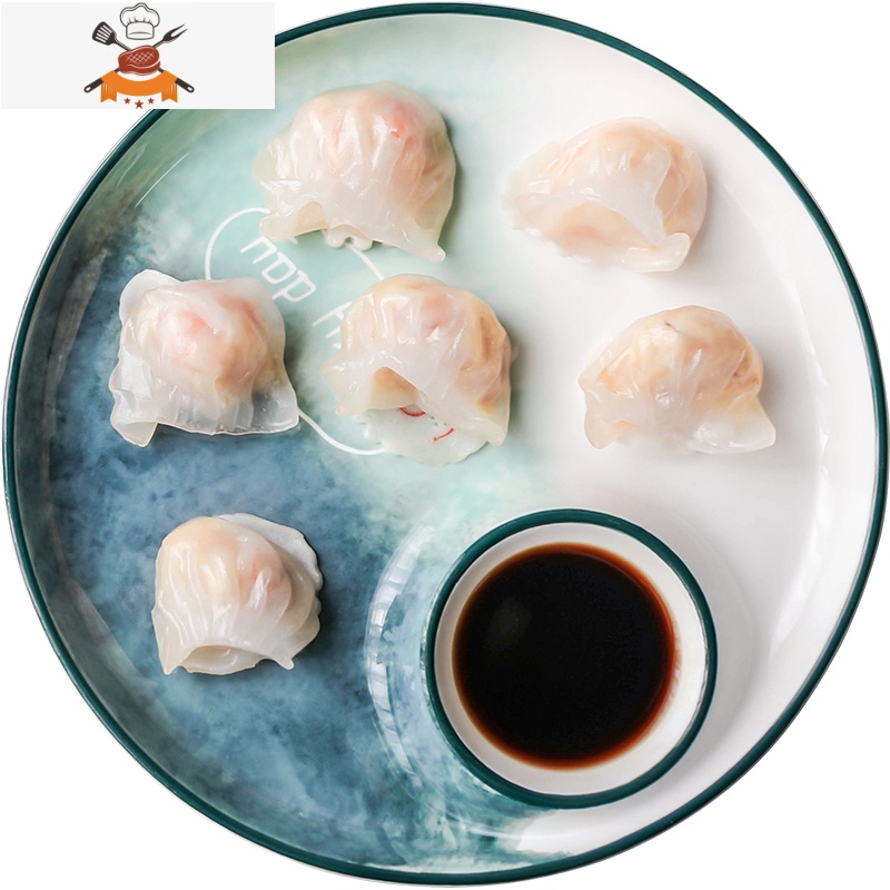 敬平北欧创意餐具饺子盘带醋碟家用盘子蒸盘陶瓷碟子菜盘高清大图