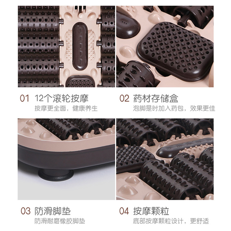 皇威足浴盆H-6006B气泡款旋钮控制、加热恒温、滚轮按摩、温热红灯、按摩圆粒、防滑脚垫、全盖保温