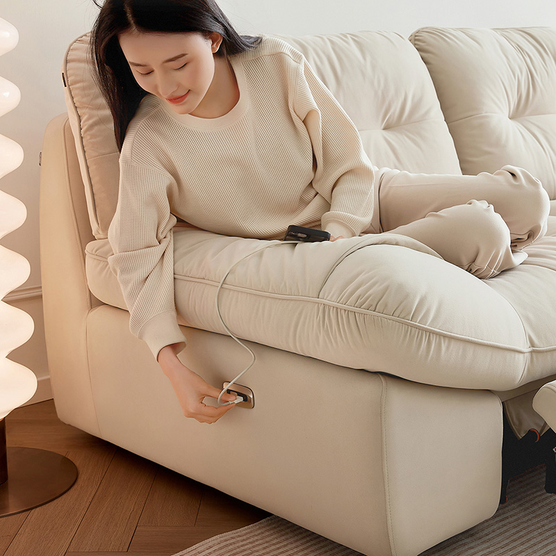 全友家居现代简约奶油风布艺沙发客厅2024新款云朵电动沙发高清大图