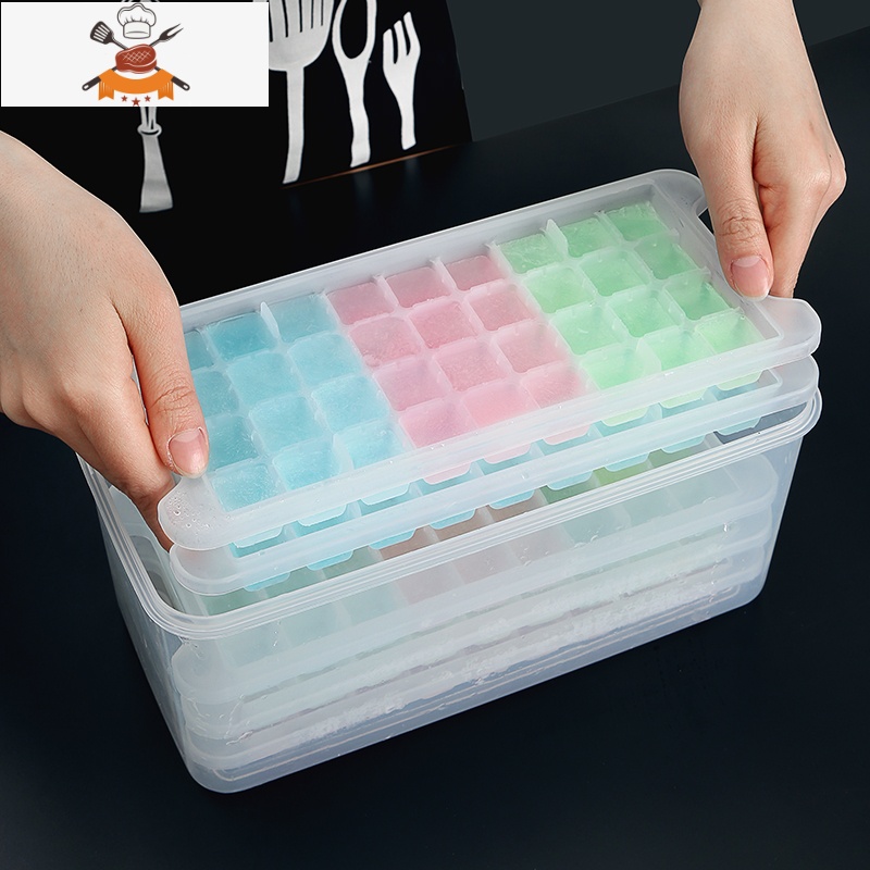 冻冰块模具制冰盒洋酒冰箱冷饮造冰器做的食用冰粒冰格磨具网红 敬平 [密封圈中号款]48格4层带密封盒(送冰铲)高清大图