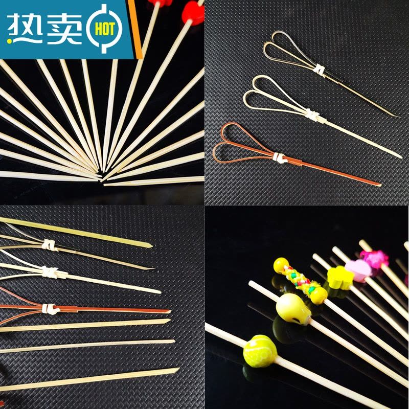 敬平创意水果插花签竹签水果叉艺术牙签鸡尾酒签三明治签果插 彩色心形竹签(100支)图片