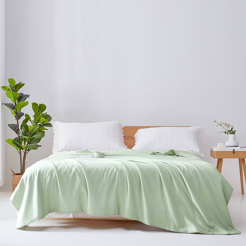 梦洁家纺tg抗菌可水洗纯蚕丝夏凉被单人空调夏被 挽风清竹(绿) 180*200