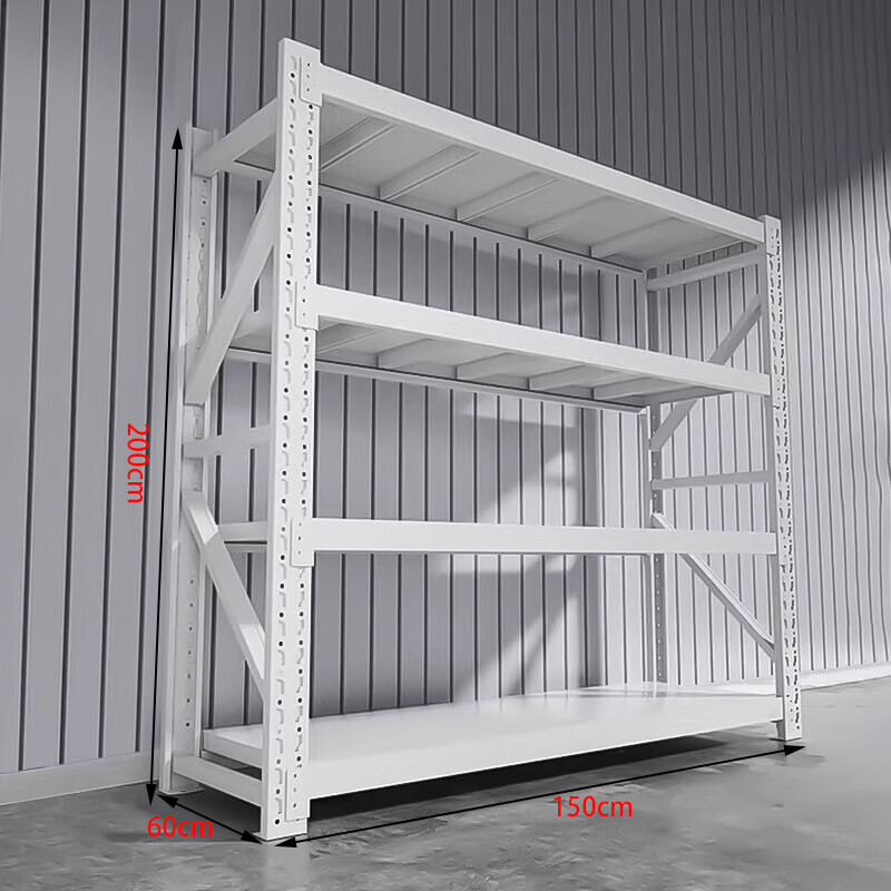 晋舰货架仓储货架置物架重型落地器材架150*60*200cm680kg白色/4层高清大图