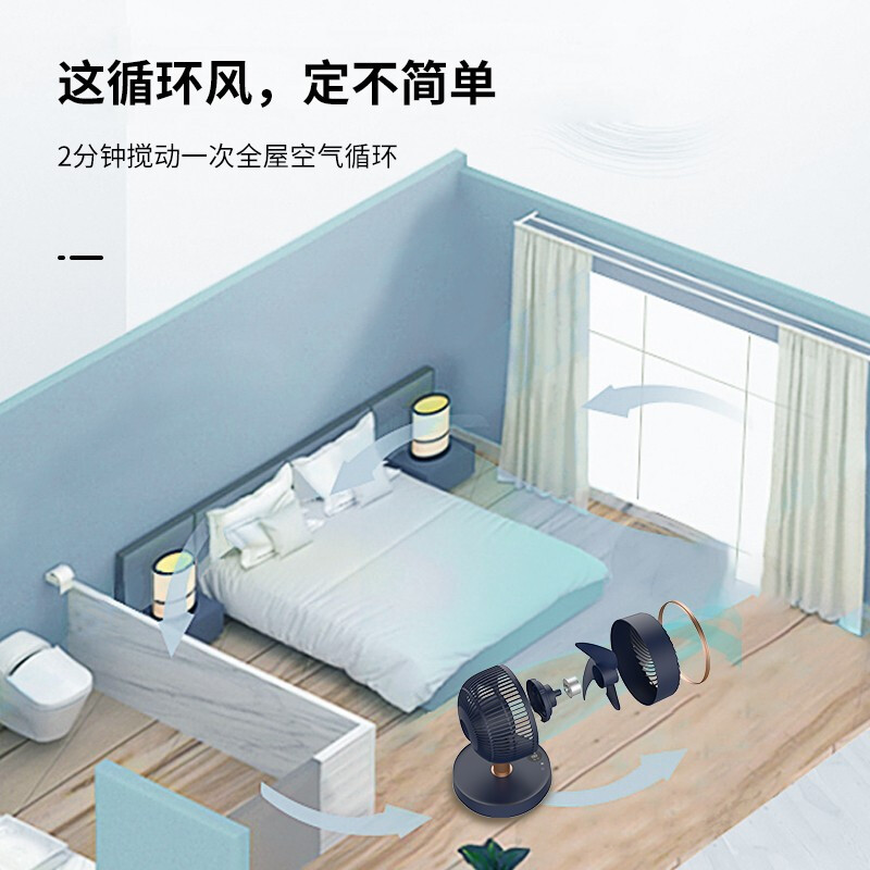 艾美特空气循环扇伸缩折叠家用电风扇落地扇涡轮风扇对流电台立式CA18-RD49