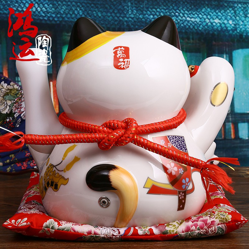 正版摇手猫摆件大号八方来财电动摇手发财猫店铺开业创意礼品 三维工匠 11寸特大号八方来财摇手猫猫