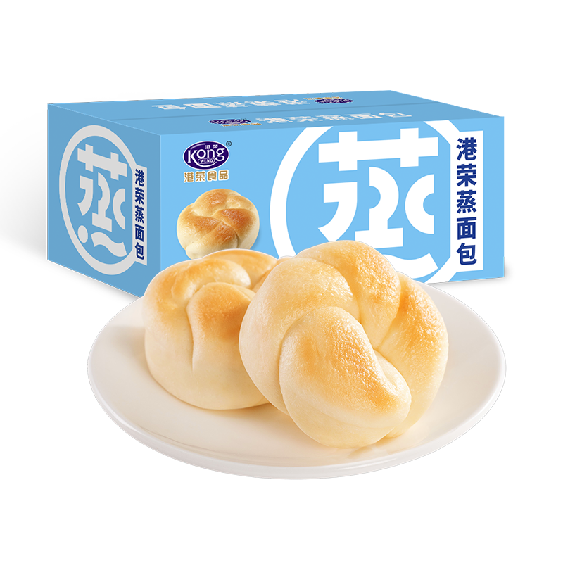 港荣(Kong WENG) 蒸面包 手撕夹心面包 淡奶味460g*2
