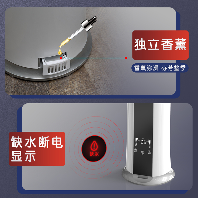 美国西屋(Westinghouse)加湿器WHT-6500G家用卧室大容量雾量落地式孕妇婴儿室内空调喷雾机香薰机