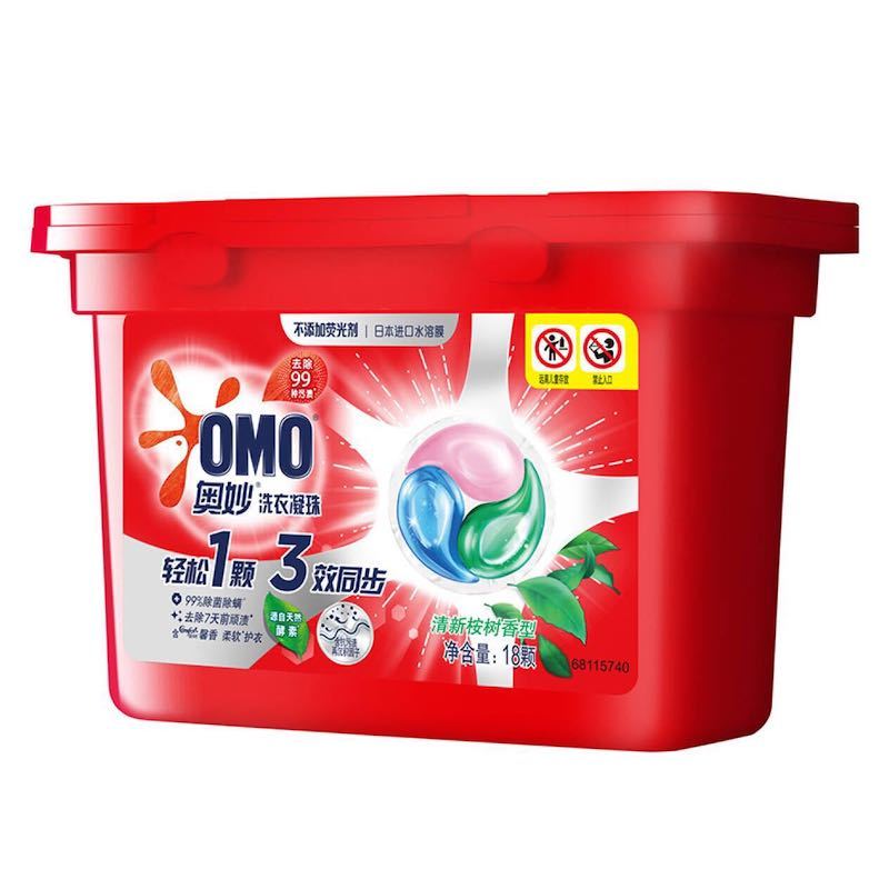 奥妙(OMO)3效同步清新桉树香型洗衣凝珠18颗(270g)[联合利华]