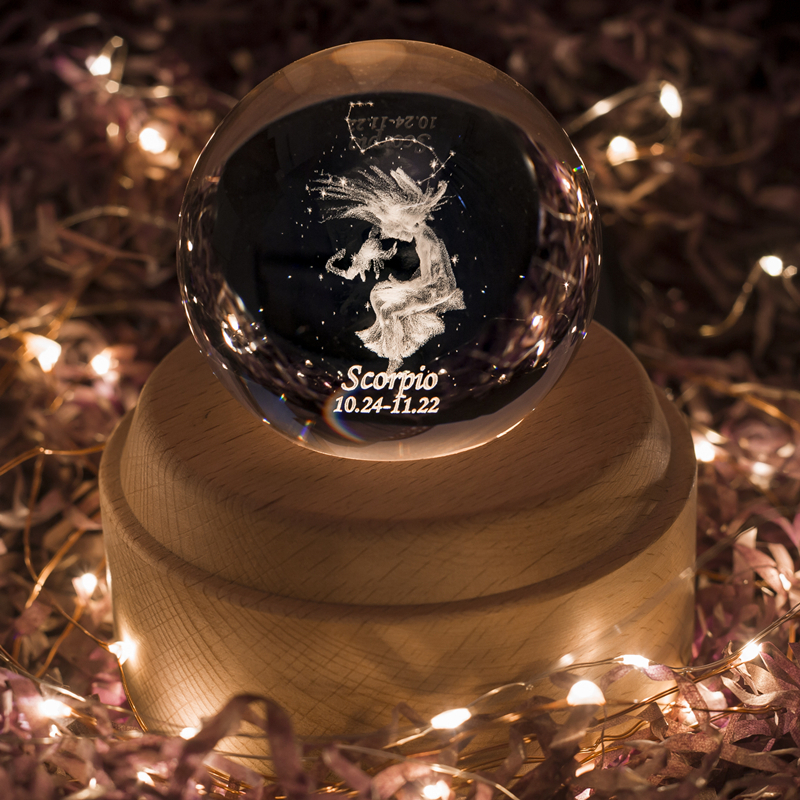 [苏宁好货]十二星座音乐盒水晶球音乐盒旋转八音盒天空之城送女生儿童