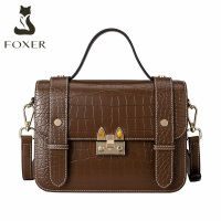 金狐狸(FOXER)女士单肩包百搭真皮斜挎包女质感时尚休闲通勤手提包