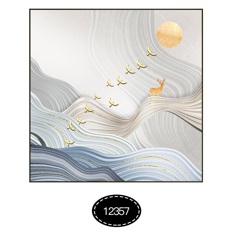 北欧麋鹿沙发背景墙装饰画客厅轻奢抽象挂画现代 挂画