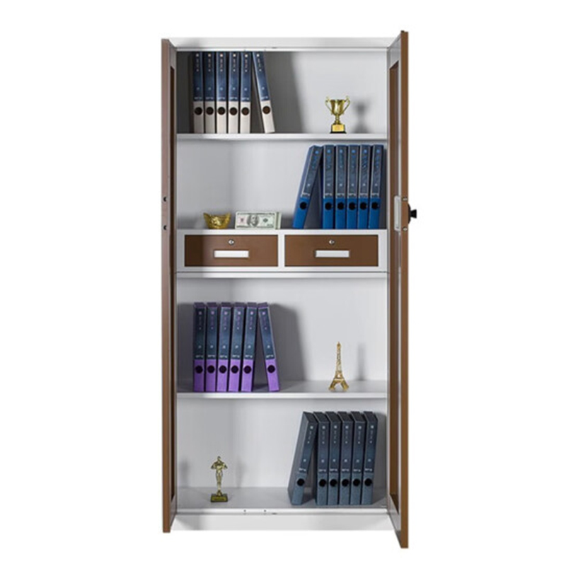 缑氏指纹电子保密柜钢制密码文件柜档案柜矮柜资料柜办公柜通门咖白:国保锁高清大图