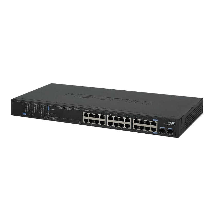 新华三(H3C)MS4024P-PWR-EI 24口千兆电+2千兆光纤口非网管企业级网络安防监控POE交换机225W供电