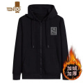 YANXU2023男装加绒外套男连帽开衫拉链卫衣男学生青年百搭运动夹男 L建议100-120斤 拉链黑色SJ加绒