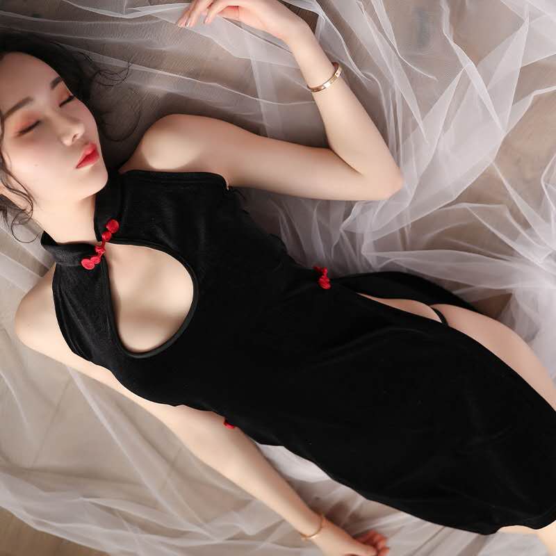 长夜漫漫 热卖情趣内衣女式情趣睡衣透明性感旗袍诱惑夜店制服套装露背开档免脱民国风古韵侧开叉绑带薄纱风情私密成人性生活用品高清大图