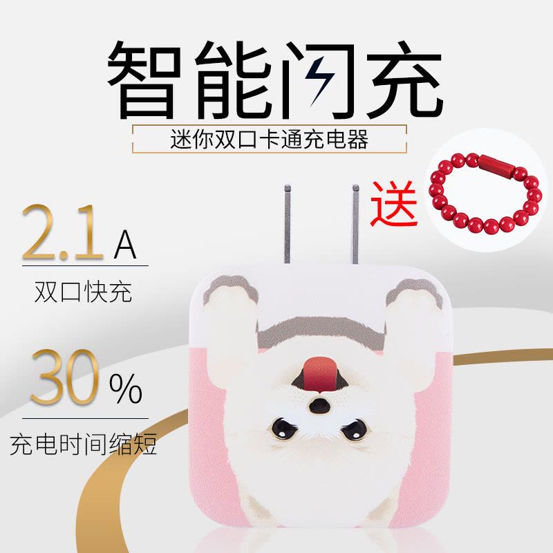 充款卡通头a智能闪手机充电器2.1充电器|J款充电器图片
