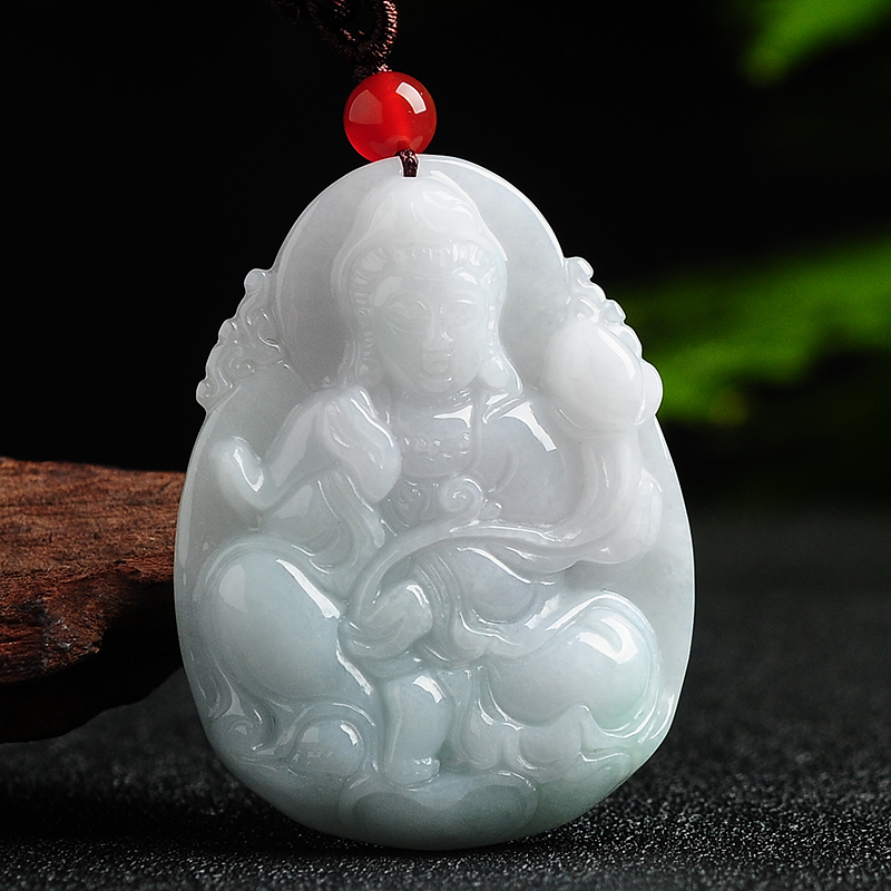 翡翠莲花观音坠菩萨挂件男款玉石项坠饰品带证书送女朋友七夕情人节