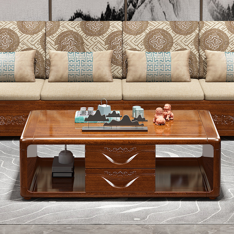 卡布森金丝胡桃木沙发实木茶几桌客厅家用大小户型简约套装木茶桌台