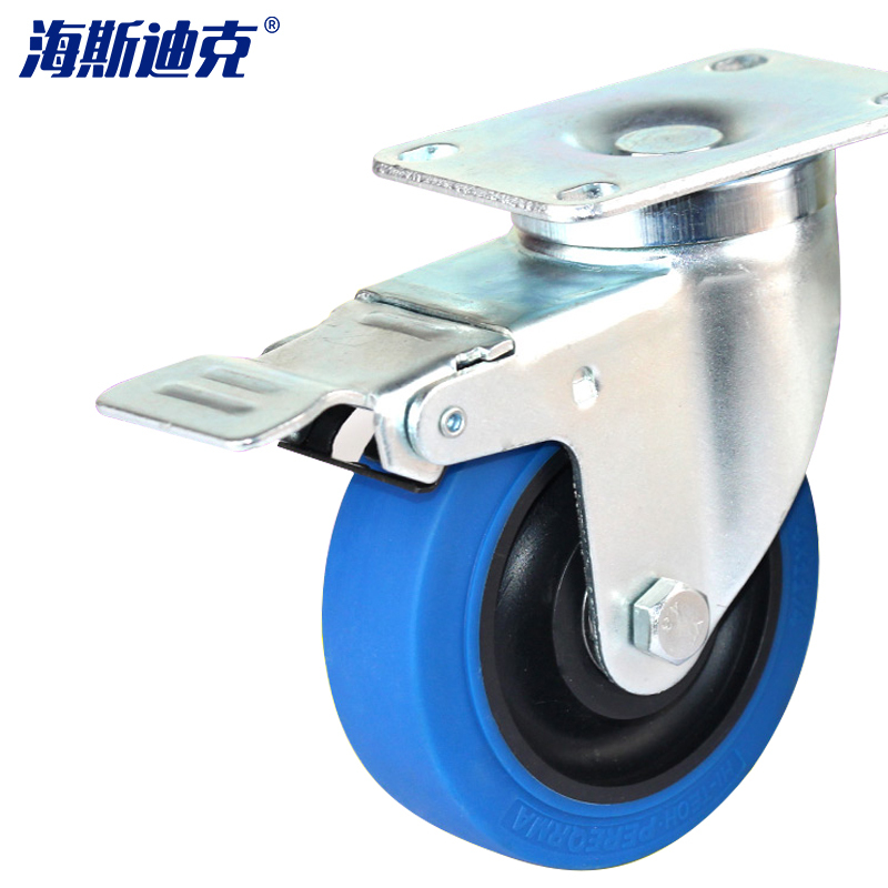 海斯迪克 gnjz-106 中型静音脚轮 双轴承滚轮 耐磨减震手推车轮子轱辘 5寸刹车轮